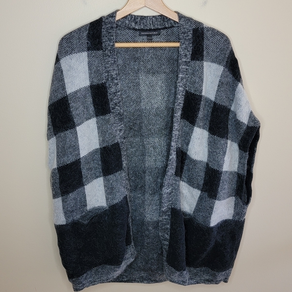 Banana Republic Checkered Plaid Open Front Cardigan Sweater Vest